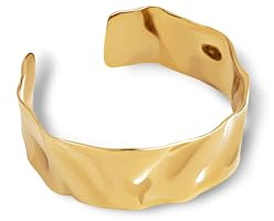 SINGULARU - Brazalete Marea Pulseras en Acero con Acabado en Baño Oro de 18Kt - Joyas Para Mujer