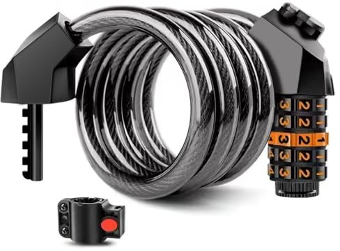 Fahrradschloss mit Zahlencode 120CM / 12MM Wasserdichtes Zahlenschloss Cable Fahradschloß Kabelschloss Sicherheitsstufe Sehr Hoch Mit 5-Stellig Code Kombination für Fahrrad,E-Bike,Kinderwagens
