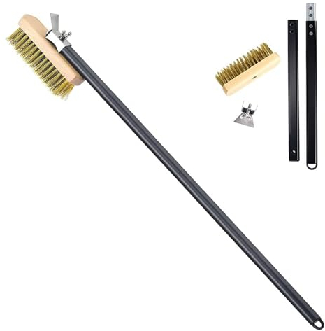 Pizza Oven Brush - Pizza Stone Brush | Pizza Oven Brush with Scraper, Pizza Stone Brush, for Outdoor Pizza Oven Brass Bristles Spa