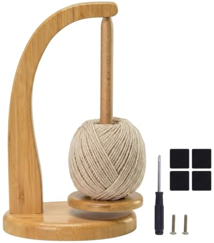 VZU Rotating Yarn Holder, Magnetic Unwinder with Anti-Slip Pads for Crochet | Wooden yarn holder with magnetic wool unwinder and anti-slip pads, for crochet & knitting, gift for women mum wife