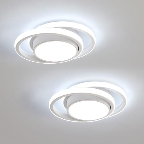 Comely 2 stycken Takt LED Takt Modernt, 32W 2350LM Moderna Taklampa Rund Vit Takt LED för Sängkamera Soggiorno Kök Korridor, Vitt Kallt 6500K, Diameter 28cm
