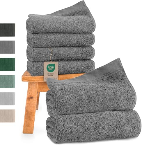 Hausfelder Premium Handtücher Set, 70x140cm, Grau | Baumwolle Duschhandtuch 70x140 cm und Handtuch 50x100 cm aus 100% Baumwolle 500g/m²