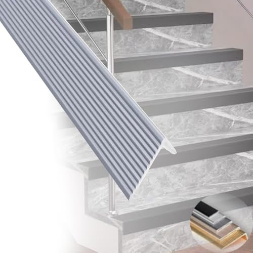 ZIUSFAC Aluwinkel L-Form Treppenkantenprofil Treppenstufen Winkelprofil Anti-Rutsch Treppenkantenprofil Treppenkante Für Laminat Fliesen Eckschutzprofil Breite 3cm 10cm(Gray,5cm/2.0in)