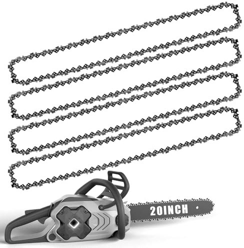 4 Pack 20 Inch (50cm) Chainsaw Chain 76 Drive Links 0.058 Gauge 0.325 Pitch Replacement Chain Saw for Timberpro 62CC Hyundai and Other Chainsaws