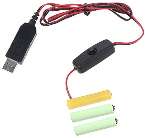 CHIZISX Battery Eliminators,4,5 V LR3 Dummy-Batterie, AAA-Batterie-Eliminator-Kabel mit Schalter, ersetzt 3 Stück 1,5 V AAA-Batterien für LED-Li