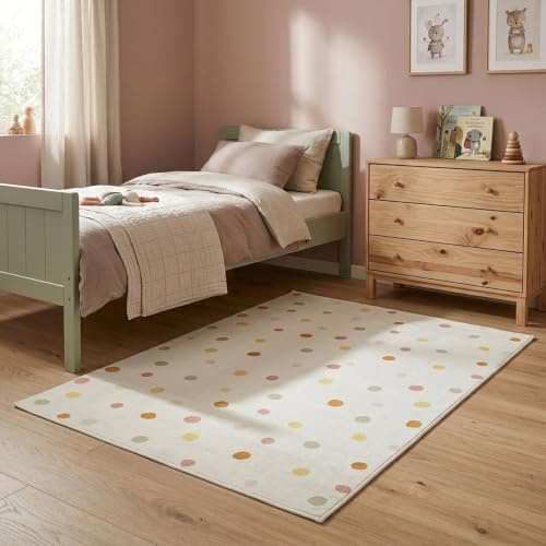 Little Olly Waschbarer Kinderteppich - Evi Confetti Bunt - 80x150 cm | Punkte - Krabbeldecke - Spielmatte - Kinderzimmer, Babyzimmer - Jungen - Mädchen