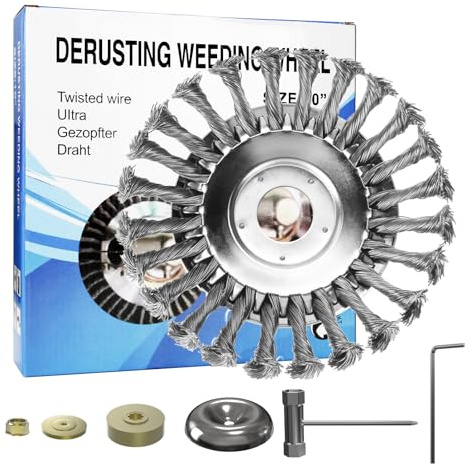 8 Zoll unkrautbürste für freischneider, wildkrautbürste, motorsense zubehör, unkraut Trimmer bürste, Garten geräte moos entfernen Brush, mit Mounting Accessories, Anwendbar Auf Rasentrimmer