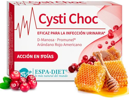 Espadiet Cysti Choc – Capsulas de Arandano Rojo para Cistitis– Salud Urinaria con D-Manosa, Arándano Rojo Americano, Promunel, Gayuba, Brezo, Salvia, Vitamina C y B2, Equinácea – 15 Cápsulas