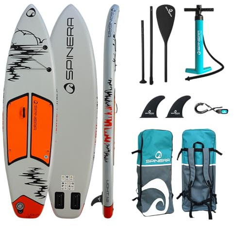 Spinera Light SUP Komplettset – Aufblasbares Stand Up Paddle Board 3 Größen 10.6 | 11.2 | 11.8 Ultraleicht & stabil – inkl. Paddel, Pumpe & Rucksack