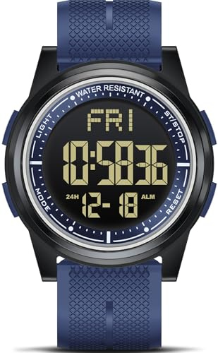 WIFORT Reloj Digital Impermeable con Cronómetro Alarma Cuenta Atrás Doble Hora, Ultra-Delgado Super Pantalla Gran Angular Digital Relojes de Pulsera para Hombres Mujeres