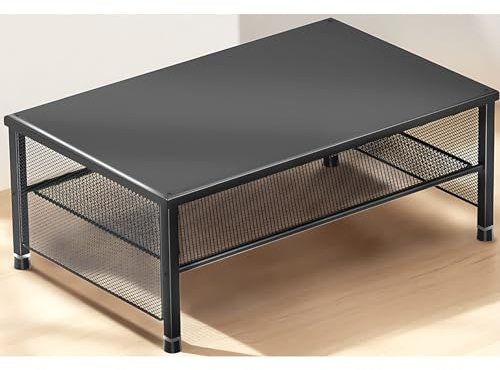 ECOLOVI 2-Tier Computer Monitor Stand Riser, Desk Organizer for Monitor, Printer & Laptop Stand, Desktop Workspace Organizers for Office Supplies(Black)