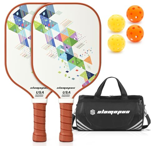Pickleball-Schläger | Pickle-Ball Set mit 4 | Graphit- und Glasfasern Pickle Ball Schläger | enthält 2Innenbälle/2Außenbälle und eine Tragetasche|Wesentliche Pickleball-Schlägersets für Anfänger