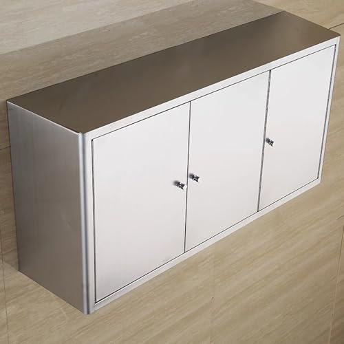 LXBAMKEA Armarios De Pared De Cocina, Acero Inoxidable Doble Puerta Armarios para Sala Baño Balcón Garaje, Utensilios De Cocina Especias Organizador, Armarios De Pared para Baño(120x30x60cm)