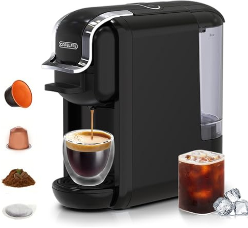 Juroupi MK-603 4 in 1 Caffettiera Baccello 19bar 92 ℃ Temperatura Costante 20s 20s Veloce e Calda Macchina da caffè a Baccello a Programmabile Doppia e Doppia Macchina da caffè Elettrico (#2)