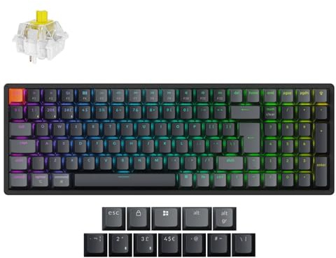 Keychron K4 QMK Custom Mechanical Keyboard Version 3, UK ISO Layout Wireless/Wired Keyboard with RGB Backlit, Aluminum Frame, Super Banana Switch for Mac Windows Linux