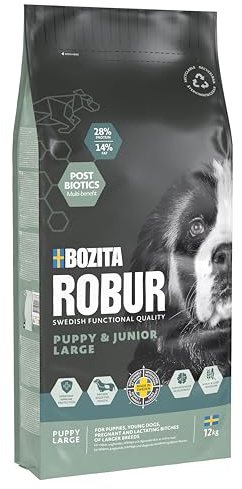 Bozita ROBUR Puppy & Junior XL Huhn 12kg - Welpenfutter Trockenfutter mit hoher Akzeptanz, Postbiotika, ohne Weizen für mittelgroße bis große Rassen und Welpen die eine große Krokette wollen