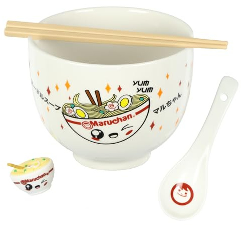 Seven Times Six Maruchan Ramen Noodle Kawaii Bundle Bowl Spoon Chopsticks & Chopstick Holder Set