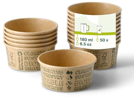GREENBOX Eisbecher aus Pappe XS, 100 ml, max. 180 ml, Ø 92 mm, braun, EcoUp