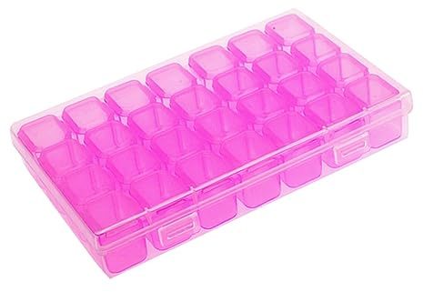 FIXOSHEE Scatola Smistamento Scomparti Trasparente per Nail Art e Gioielli Contenitore Compatto con Divisori Rimovibili e Chiusura Doppia Organizer per Perline e Accessori Manicure Rosy