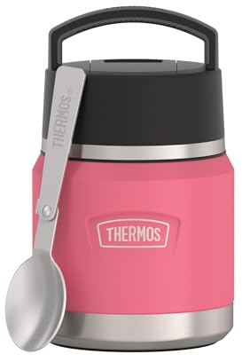 Thermos ICON Kids Thermobehälter für Essen 0,35l, pink, Edelstahl, absolut dicht, hält Speisen 12h heiß & 16h kalt, mit klappbarem Löffel, BPA-frei