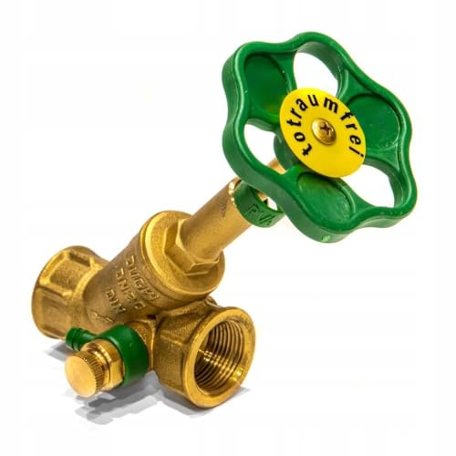 KNM TRADE KFR Schrägsitzventil Prüfspindel Freistrom 1 | Messing, Heizung, Trinkwasser, Prüfanschlüsse, max. Wasserfestigkeit, Polyamid-Handrad, EN1213