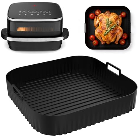 Exsink Molde Air Fryer Silicona para Moulinex Easy Fry XL Surface | 27cm Moldes Silicona Freidora Aire para Tefal Easy Fry XL Surface,Bandeja Silicona Air Fryer Recipiente Air Fryer Accesorios