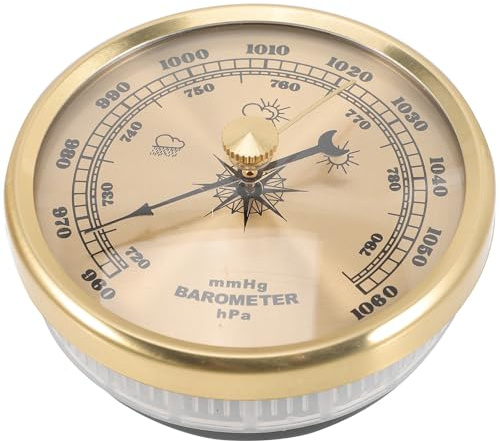 VANZACK Barometro Aneroide 3 in 1 Telaio in Acciaio Inox Strumento Portatile per Misurazione della Pressione Atmosferica per Giardino e Casa