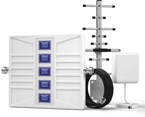 Linsinal Handy Signalverstärker für Haus, 5-Band Mobilfunk Repeater für Telekom/Vodafone/O2, LTE 4G 5G Ready Verstärker (Band 20/8/3/1/7), Professional Yagi Antenne Set für Dicke Steinwände & Keller