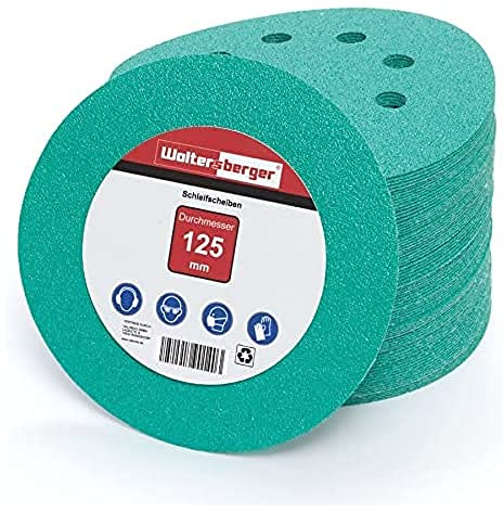 Woltersberger® 50 dischi abrasivi eccentrici Ø 125 mm | Grana P1500 | 8 fori in verde | per una levigatura ottimale, versatile