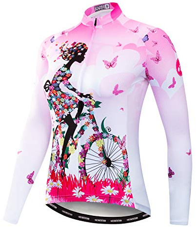 Weimostar Radfahren Langarm Jersey Frauen Mountainbike Jersey Shirts Lange Rennrad Kleidung MTB Tops Sportbekleidung Schwarz Rot