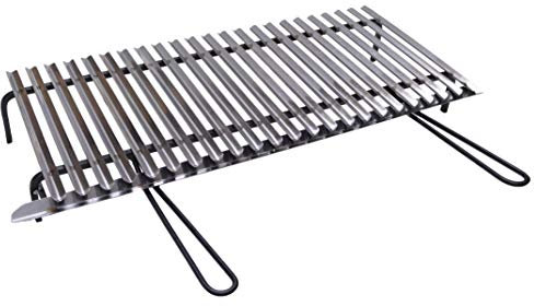 Fonderia Bongiovanni | Graticola per Camino | Graticola per Barbecue | in Acciaio | Griglia Inox per barbecue con recupero oli (80x35 cm)