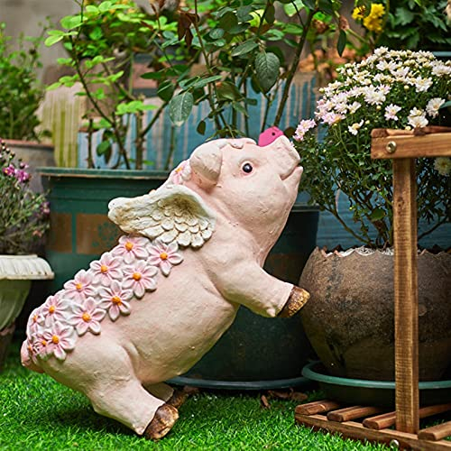 XXXXW Gartenstatuen Home Garten Kreative Schwein Blume Topf Outdoor Statue Töpfe Sukkulente Pflanze Topf Gartenzubehör Bonsai Topf Courtyard Dekor Dekorative Gartenskulptur