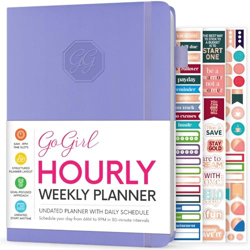 GoGirl Wochenplaner, Stundenplaner für Arbeit und Leben mit Zeitschlitzen, vertikaler Agenda-Organizer für die tägliche Produktivität, A5 (Lavendel)