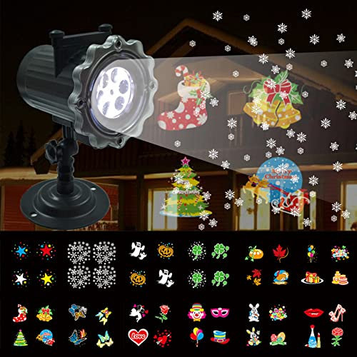 ZPYXBH Lampada Proiettore LED Natale, Proiettore Luci Natale, Proiettore LED Luce Natalizia Esterno, Proiezione Lampada con 12 Diapositive Impermeabile per Valentino Halloween Festa Decorazione