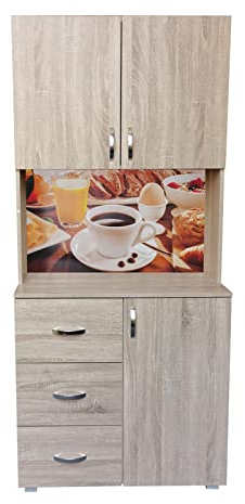HTI living Küchenbuffet 3 Schubladen Blanca Bistro Küchenschrank Hochschrank Sonoma