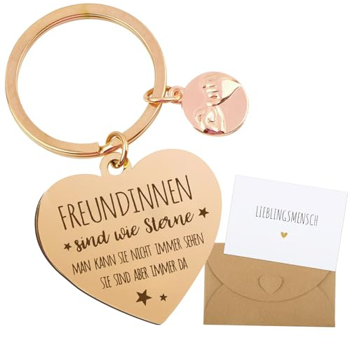 BETESSIN Beste Freundin Geschenke - inkl. Freundinnen Schlüsselanhänger, Lieblingsmensch Karte mit Umschlag - Freundschaft Geschenke für Freundinnen zum Geburtstag, Abschied uvm.