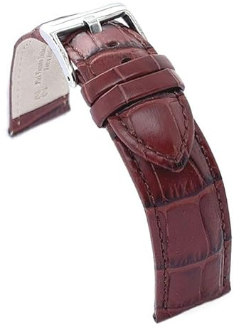 diloy Correa de cuero vacuno grabado piel cocodrilo escama cuadrada alomada deportiva – Para reloj – Tallas 14mm 16mm 18mm 20mm 22mm 24mm 26mm 28mm 30mm – Resistente y elegante 368 marrón 20mm