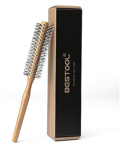 BESTOOL Small Round Brush for Short Hair, Round Hair Brushes for Blow Drying, Men Beard Brush, Professional Styling Brush for Smoothing, Curls, Bangs (Natural)