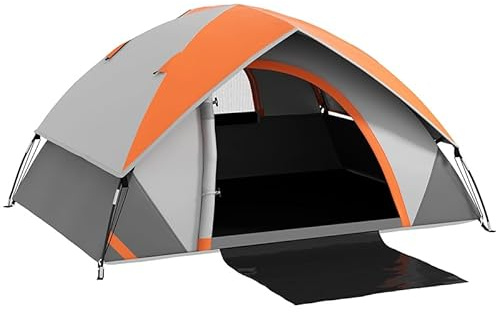 Outsunny Camping Tent 2 Man Dome Tent 3000mm Waterproof Grey and Orange