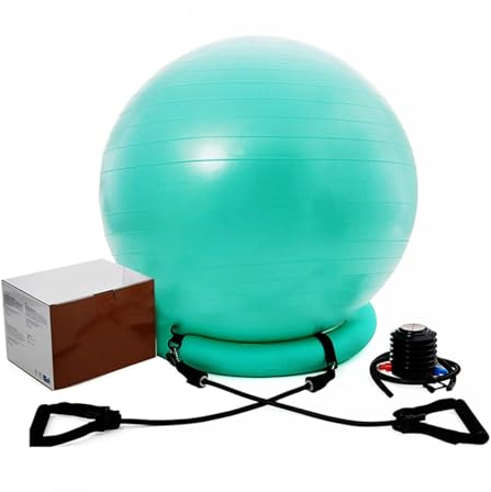 Sitzball Balance-Ballstuhl mit Verstellbarem Band und Stabiler Basis, Heim-Yoga-Stuhl zum Trainieren/Gesundheit Verbessern, Sitz für Schwangerschafts-Geburtsbälle (Color : Green, Size : Diameter 75
