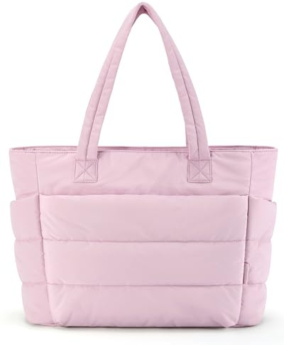 bagsmart Tote Bags for Women – 18L/20L Lightweight Taslan Puffer Handbag | Fits 15.6 & 13 Laptop Water-Resistant Shoulder Bag for Back to School, College, Work, Teacher, Travel & Gym