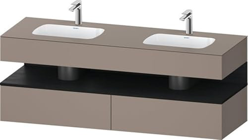 Duravit Qatego Einbauwaschtisch mit Konsolenwaschtischunterbau, 1600x550x600mm, Nische Eiche Schwarz, Doppelwaschtisch, QA4797016430000, Farbe: Basalt