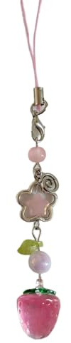 ohodhmnu Niedlicher Anhänger, Taschenanhänger, tragbare Handykette, Erdbeerform, stilvoller Handy-Schmuck, Handy-Anhänger für Partys und Versammlungen, rose