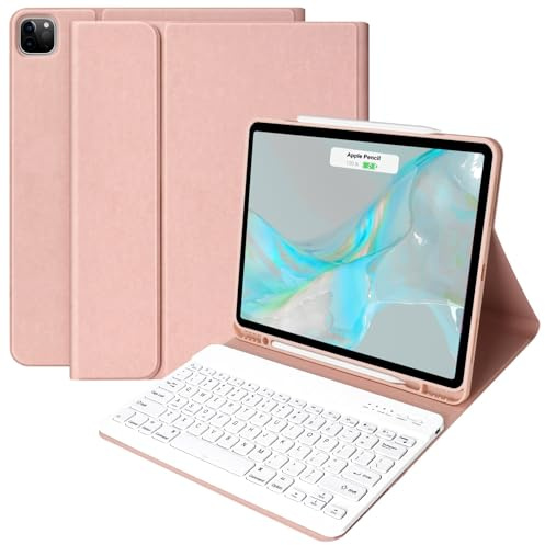 aMZCaSE Funda para iPad Air de 13 pulgadas con teclado (M2/M3), funda magnética desmontable para iPad Pro de 13 pulgadas (M4), Pro de 12.9 pulgadas de 6ª/5ª generación, soporte para bolígrafo
