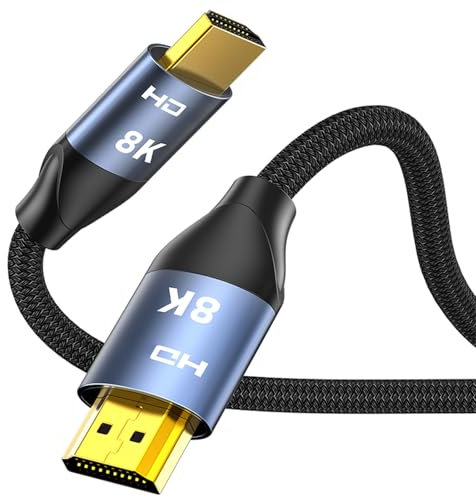 VIVIWI Cavo HDTV 8K intrecciato HDTV a HDTV 2.1 cavo supporta 8K @ 60Hz 4K @ 240Hz 144Hz 48Gbps per monitor console di gioco Projecto