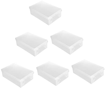 Hemobllo Set Da 6 Scatole Porta Scarpe Trasparenti in Plastica Coperchio Flip 28x18x10 Cm Organizer Impilabile Per Casa Armadio e Ufficio