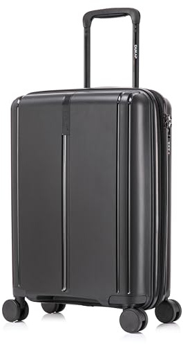 DUKAP AIRLEY Expandable Carry On Luggage with Spinner Wheels | 20 in TSA Approved Hard Shell Travel Suitcase with Combination Lock Retractable Trolley Side Studs and Gel Handles | Black