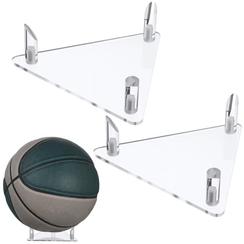 SynHHergyx 2 Pack Acrylic Basketball Stand Clear Football Display Stand Ball Holder Sports Ball Storage Display Rack for Basketball Football Volleyball Soccer Easy to Assemble