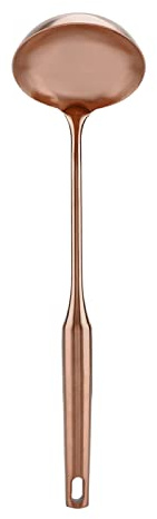 Mtlavishness Louche en acier inoxydable, grande louche à soupe avec finition or rose, outil de cuisine résistant à la chaleur pour servir des soupes, des ragoûts et des sauces (Louche)