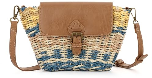 Ynport Crefreak Damen Boho Strohtasche, Schicke Gewebte Schultertasche aus Imitations-Raffia für Strand, Urlaub und Sommer